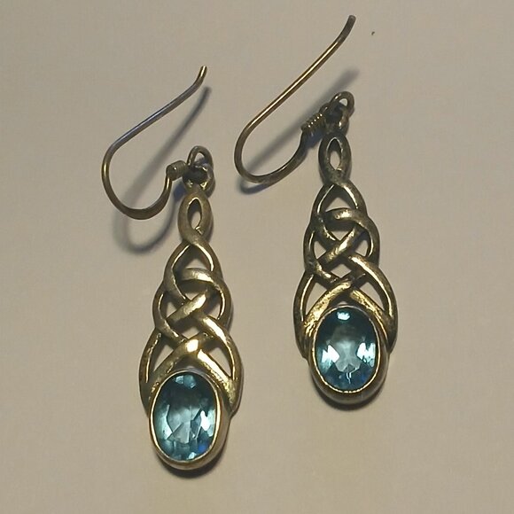 Vintage Sterling Silver Topaz Earrings - Picture 1 of 5